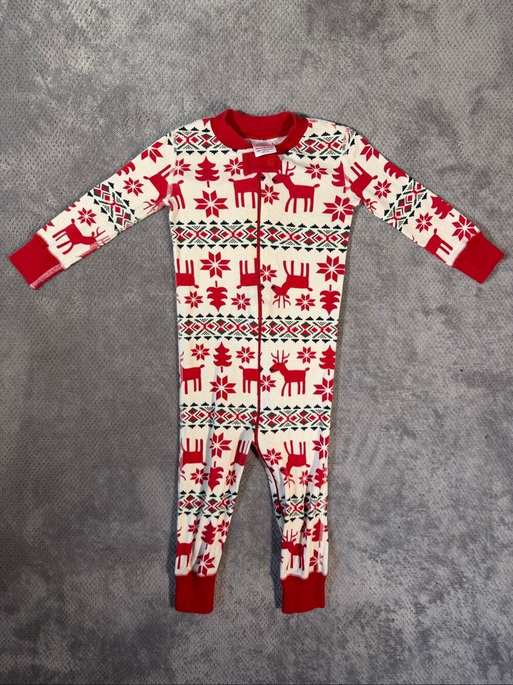 Hanna Andersson Kids Size 2T Christmas Pajamas Reindeer Fair Isle Organic Cotton